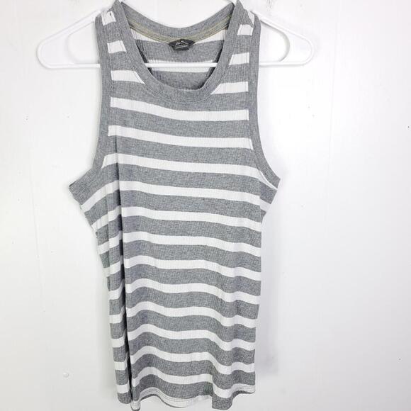 Eddie Bauer Tops - Eddie Bauer Shirt Womens Large Travex High Neck Striped Ribbed Casual Summer